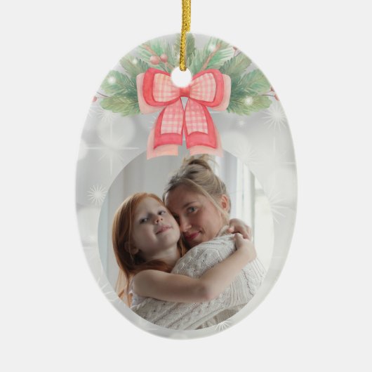 Aangepaste kerstfoto keramisch ornament (Voorkant)