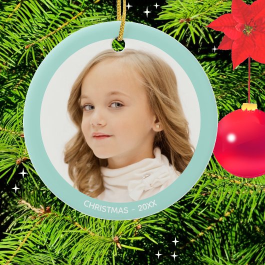 Aangepaste kerstfoto keramisch ornament