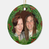 Aangepaste kerstfoto keramisch ornament (Links)