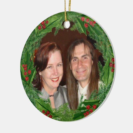 Aangepaste kerstfoto keramisch ornament (Links)