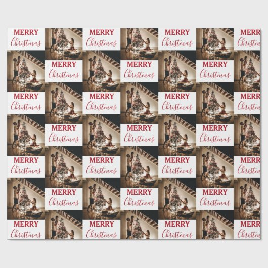 Aangepaste kerstfoto Merry Kerstry Cadeaupapier (Vlak)