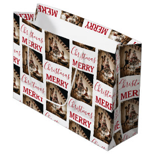 Aangepaste kerstfoto Merry Kerstry Groot Cadeauzakje