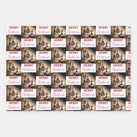 Aangepaste kerstfoto Merry Kerstry Inpakpapier Vel (Voorkant 2)