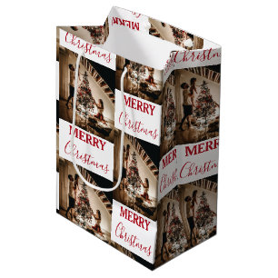 Aangepaste kerstfoto Merry Kerstry Medium Cadeauzakje