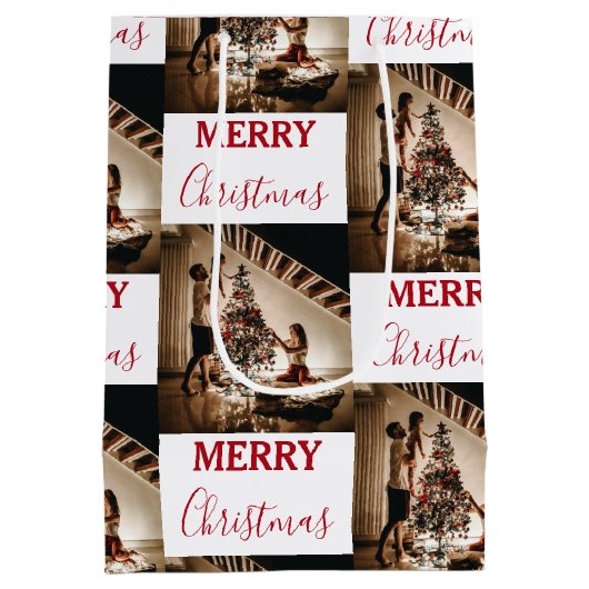 Aangepaste kerstfoto Merry Kerstry Medium Cadeauzakje (Achterkant)
