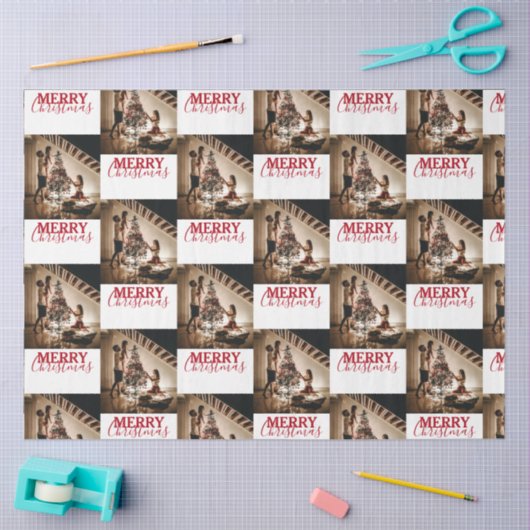 Aangepaste kerstfoto Merry Kerstry Tissuepapier (Craft)