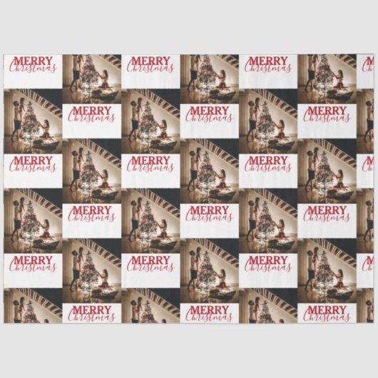 Aangepaste kerstfoto Merry Kerstry Tissuepapier (Voorkant)