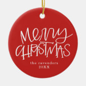 Aangepaste kerstfoto met handschrift Vertekend Mer Keramisch Ornament (Voorkant)