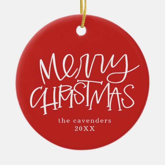 Aangepaste kerstfoto met handschrift Vertekend Mer Keramisch Ornament (Voorkant)