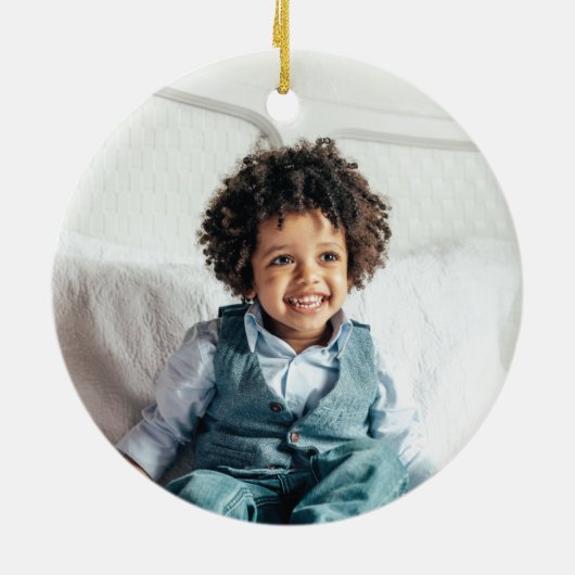 Aangepaste kerstfoto met handschrift Vertekend Mer Keramisch Ornament (Achterkant)