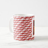 Aangepaste kerstfoto met snoepriet rode witte retr koffiemok (Voorkant links)