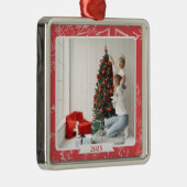 Aangepaste kerstfoto metalen ornament (Rechts)