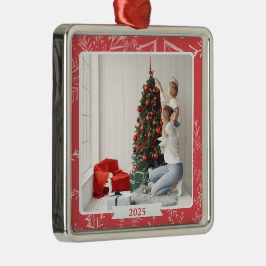 Aangepaste kerstfoto metalen ornament (Rechts)