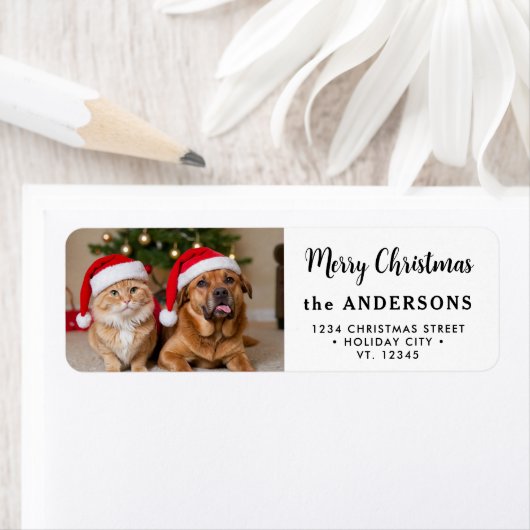 Aangepaste kerstfoto Modern retouradres Etiket (Insitu)