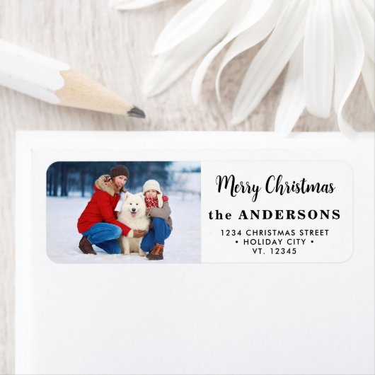 Aangepaste kerstfoto Modern Schattige retouradres Etiket (Insitu)