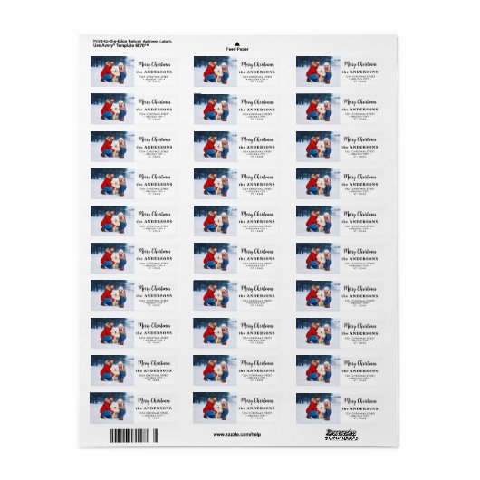 Aangepaste kerstfoto Modern Schattige retouradres Etiket (Full Sheet)