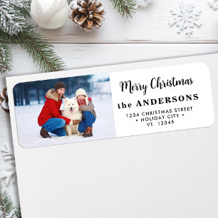 Aangepaste Kerstfoto Moderne Mopshartige Retouradr Etiket