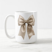 Aangepaste kerstfoto mok met beige strik (Links)