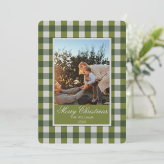 Aangepaste kerstfoto op groene geruite kaart