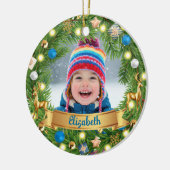 Aangepaste kerstfoto-ornament voor kinderen als aa keramisch ornament (Links)