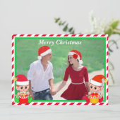 Aangepaste kerstfoto & schattige elf op rood en wi (Staand voorkant)