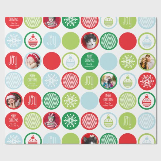 Aangepaste kerstfoto-Stippen Gift Wrap Cadeaupapier (Vlak)