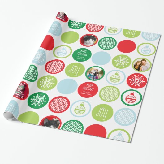 Aangepaste kerstfoto-Stippen Gift Wrap Cadeaupapier (Uitgerold)