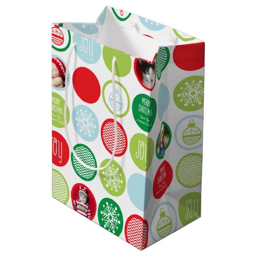 Aangepaste kerstfoto-Stippen Medium Cadeauzakje (Achterkant Gekanteld)