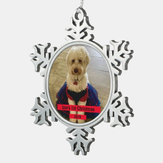 Aangepaste kerstfoto tin sneeuwvlok ornament (Rechts)