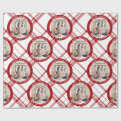 Aangepaste kerstfoto van de moderne Red Pset Cadeaupapier (Vlak)