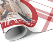 Aangepaste kerstfoto van de moderne Red Pset Cadeaupapier (Rol Hoek)