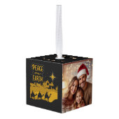 Aangepaste kerstfoto van twee personen template decoratie (Achter hoekig)