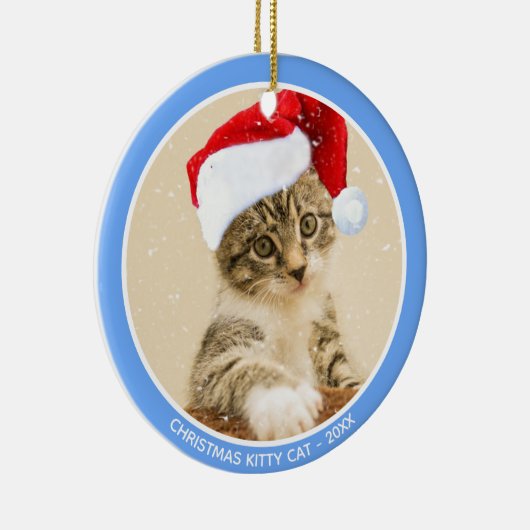 Aangepaste kerstfoto voor Baby Kitty Cat Keramisch Ornament (Rechts)