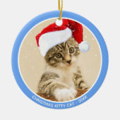 Aangepaste kerstfoto voor Baby Kitty Cat Keramisch Ornament (Voorkant)