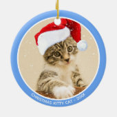 Aangepaste kerstfoto voor Baby Kitty Cat Keramisch Ornament (Achterkant)