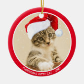 Aangepaste kerstfoto voor Baby Kitty Cat Keramisch Ornament (Voorkant)