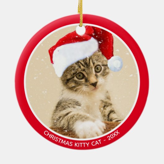 Aangepaste kerstfoto voor Baby Kitty Cat Keramisch Ornament (Achterkant)