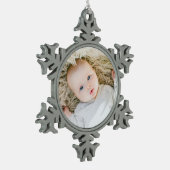 Aangepaste kerstfoto voor baby's eerste kerstfeest tin sneeuwvlok ornament (Links)