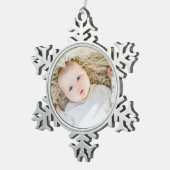 Aangepaste kerstfoto voor baby's eerste kerstfeest tin sneeuwvlok ornament (Rechts)