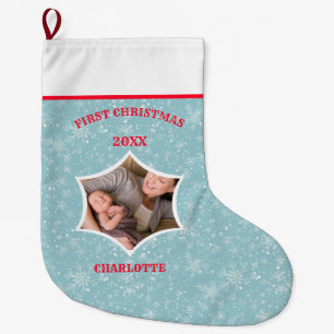 Aangepaste kerstfoto voor baby's grote kerstsok