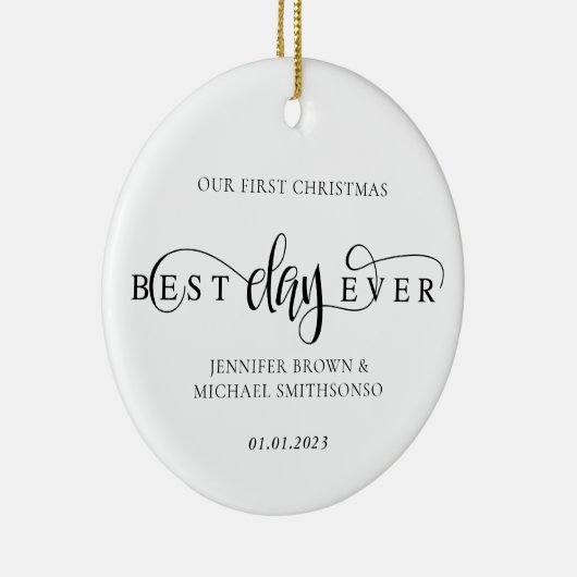 Aangepaste kerstfoto voor beste feestdag keramisch ornament (Rechts)