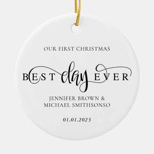 Aangepaste kerstfoto voor beste feestdag keramisch ornament (Voorkant)