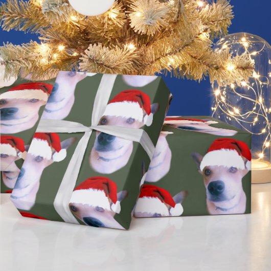 Aangepaste kerstfoto voor honden cadeaupapier (Feestdagen)