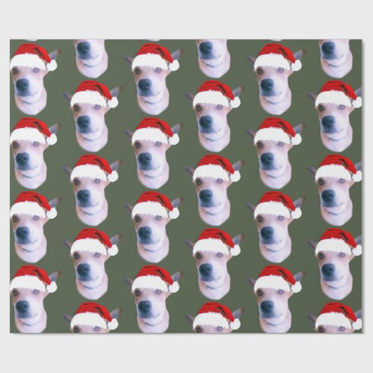 Aangepaste kerstfoto voor honden cadeaupapier (Vlak)