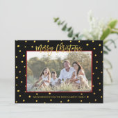 Aangepaste kerstfoto voor modern Gold Script Feestdagenkaart (Staand voorkant)
