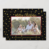 Aangepaste kerstfoto voor modern Gold Script Feestdagenkaart (Voorkant / Achterkant)