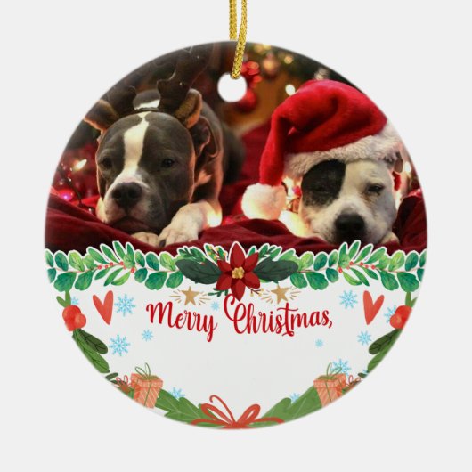 Aangepaste kerstfoto voor ornament Dog (Voorkant)