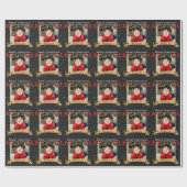 Aangepaste kerstfoto zwart cadeaupapier (Vlak)