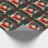 Aangepaste kerstfoto zwart cadeaupapier (Hoek)