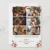 Aangepaste kerstfotocollage met Holly Script Feestdagenkaart (Achterkant)
